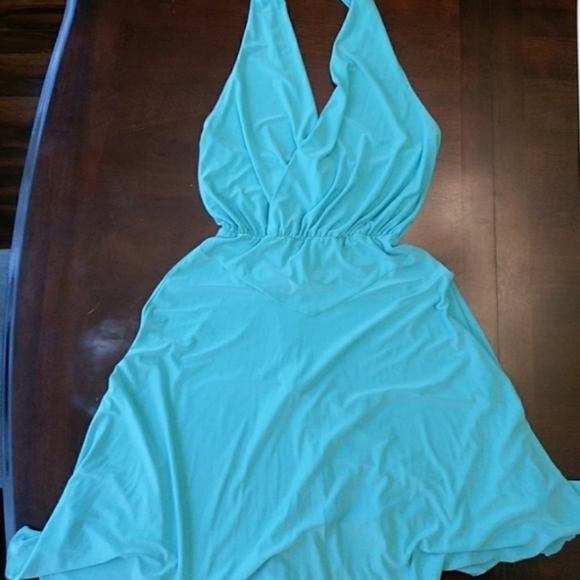 Turquoise halter dress - Picture 1 of 5